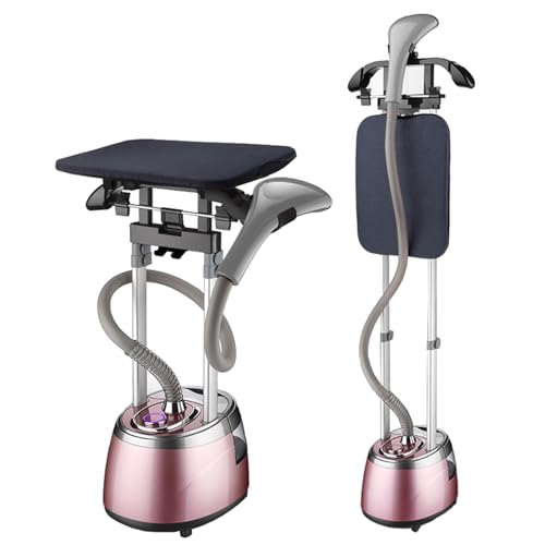 Centro de Planchado Vertical Vapor, Plancha de Vapor Ropa, 2000W, Diseño de Barra de Soporte Doble, Colgante/Horizontal 2 métodos de Planchado, depósito 2,5 L, con Percha/Tabla Planchar,Pink