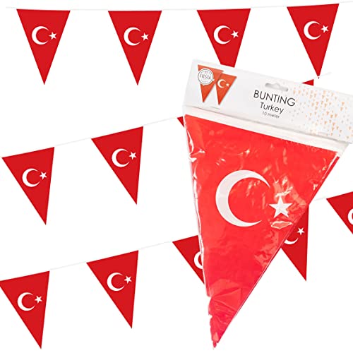 Carpeta Deko * TÜRKEI * für Party & Geburtstag | Dekoration Partydeko Turkey Länderparty EM WM Türkische Flagge, Edition: Wimpelgirlande, 10m