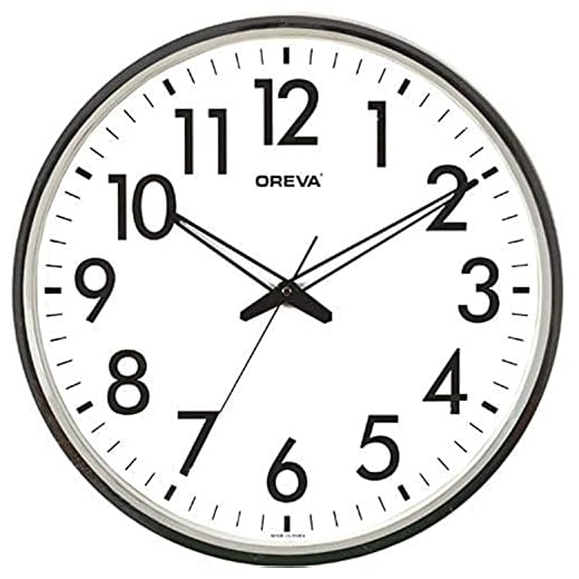 Oreva Silent Movement Round Plastic Wall Clock (32 x 32 cm, White) - AQ-1687