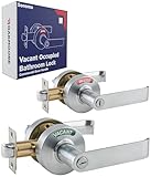 Commercial Door Handle Lock, Bathroom Locks for Home Doors, Vacant Occupied Bathroom Restroom Door Handles, Privacy Lock, Occupied Door Handle (Silver)