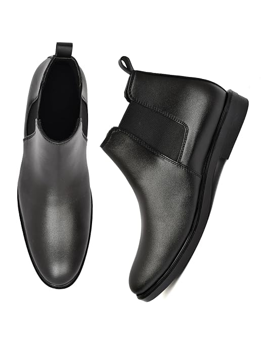 Image of Men's Premium Synthetic Leather Slip-On Formal Shoes for Men | Classic Ankle Boots with Anti-Slip Sole | Office, Party & Casual Wear