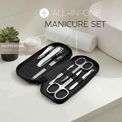 marQus Solingen Germany zestawy do manicure dla kobiet i mężczyzn, wysokiej jakości zestaw do pielęgnacji, obcinacz do paznokci i obcinacz do paznokci u stóp, pęsety, zestaw do paznokci, wspaniały prezent na każdą okazję, zestaw 7 sztuk