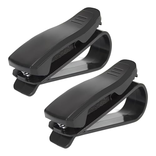 WOLMIK Lot de 2 supports de lunettes pour pare-soleil de voiture, accessoires de visière, clip pour carte de ticket, noir