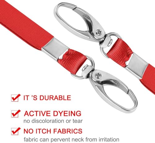 Antspirit Red Lanyards Bulk Lanyards for Id Badges 50 Pack Each 17.7-Inch Lanyard Clip Woven Badge Lanyard with Clip Swivel Hooks (Red, 50)