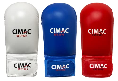 Cimac Competition Karate Mitts With Thumb For Martial Arts, Fighting, Sparring, Lightweight, For Hand Safety, Blue, Red, White Cimac Competition Karate Mitts With Thumb For Martial Arts, Fighting, Sparring, Lightweight, For Hand Safety, Blue, Red, White