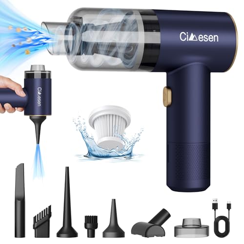 Car Vacuum Portable 4 in 1 Vacuum Cleaner 12000Pa Mini Handheld Vacuum Cordless Rechargeable 120W High Power Vacuum Cleaner & Air Duster Multi-Nozzles for Car Home Office Pet Purple