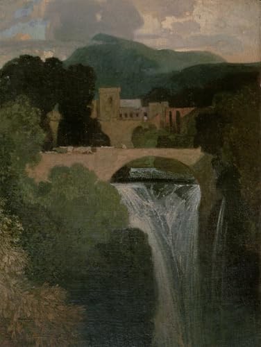 Cuadro de la cascada de John Sell Cotman lienzo que soluciona paredes vacías en salas amplias