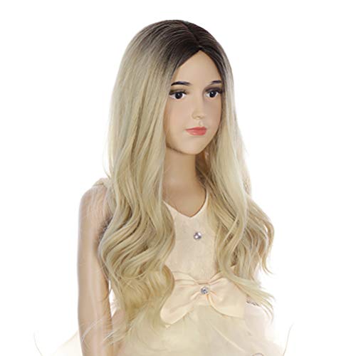 Duduwig Kid Girls Ombre Blonde Wigs Long Natural Wavy Dark Root To Blonde Cosplay Wigs (Ombre Blonde, Kid) #TOP1