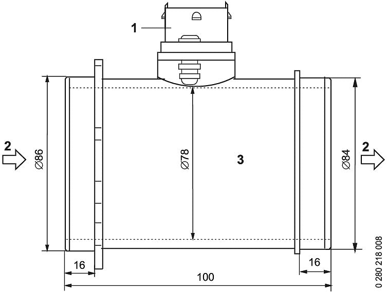 BOSCH 0280218089 Mass Air Flow Sensor Dimensions Diagram