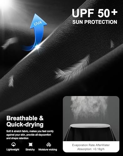 Image of Men's Sun Protection Hoodie Shirts Long Sleeve UPF 50+ Swim Shirts for Men Rash Guard Fishing Shirt Quick Dry