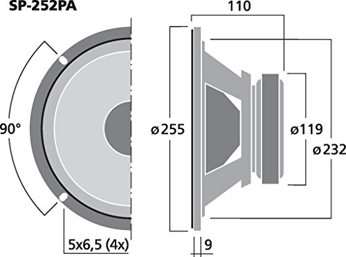 MONACOR SP-252PA Universal-Tiefmitteltöner, kompakter Lautsprecher-Treiber für Tiefmittelton-Anwendungen in smarter Zweiwege-Konstruktion, in Schwarz