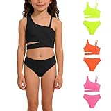 Generisch Bikini Mädchen Set - Zweiteiliger Schwimmanzug mit, einfarbiges Badebekleidung Set für Kinder, atmungsaktives Sommer Strandoutfit für Mädchen
