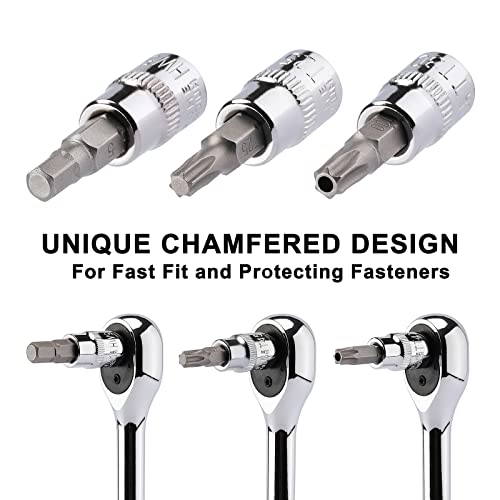 Image of Mayouko 107-Piece Bit Socket Set, 1 /4 inch, 3 /8 inch and 1 /2 inch Drive, Torx /Hex /Ball End Hex, SAE /Metric, S2 Steel Bits