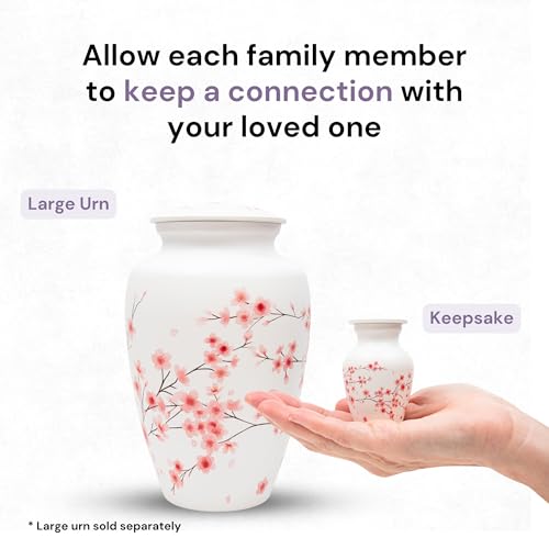 Image of Cremation Urns for Human Ashes Adult Female | Human Urn for Ashes for Women | Decorative for Cremation, Funeral, Burial, Home | Handcrafted Keepsake - Cherry Blossom