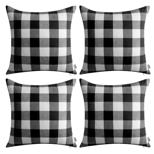Thmyo 4-Pack Buffalo Check Plaid Throw Pillow Covers Farmhouse Rustic Decorative Square Pillow Cases Classic Scottish Tartan Cushion Covers for Christmas Holiday Home Decor Bed Sofa Couch 18x18inch