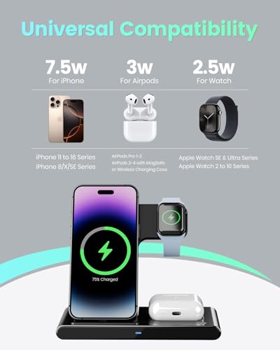 Getpals WIRELESS CHARGING STATION Wireless Charger Iphone Charging Station: 3 In 1 Charger Stand Multiple Devices thumb #1
