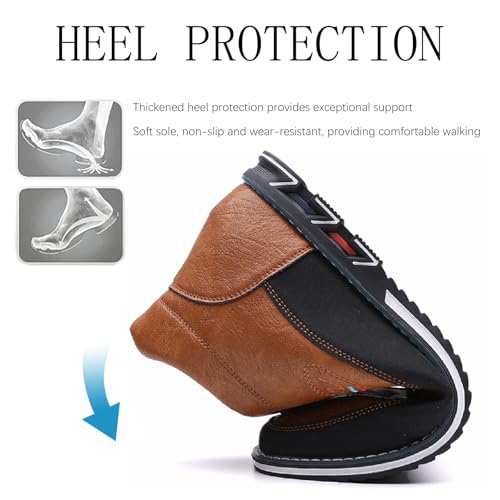 Men's Leather Lace Up Chukka Ankle Boots Casual Comfortable Round Toe Anti-slip Flat Oxford Booties for Office Driving Walking Sports Boots4