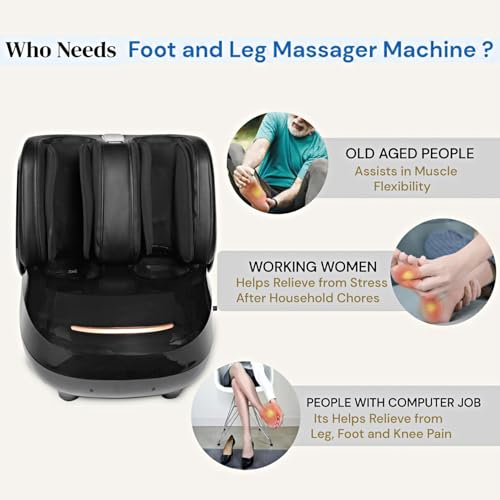 Image of ELUX Leg & Foot Massager for Pain Relief | 9 Modes, 6 Speed & Intensity Levels | Deep Kneading, Shiatsu, Air Compression, Heat Therapy | For Calf, Ankle & Foot Relaxation at Home | ELUX LEG MASSAGER