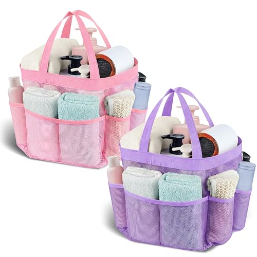 Mesh Shower Caddy Portable - 9 Pockets, Shower Bag for Dorm Room Camping