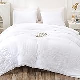 YOZEN White King Seersucker Comforter Set (104x90 inch), 3 Pieces Textured Comforter with 2 Pillowca