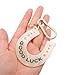 Good Luck Horseshoe Bag Charm Keychain - Pearl White Acrylic Clip with Gold Stars & Green Lettering, 5.9in for Bags/Gifts