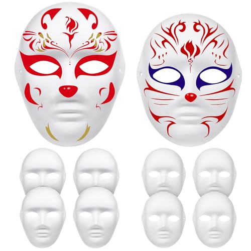 OULII Full Face DIY Mask Halloween Blank Painting Mask Cosplay for Masquerade Halloween Party Favors (6pcs Male and 6pcs Female)