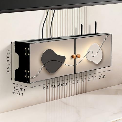Boîte de rangement double usage avec gestion de câbles et support modem sans percer