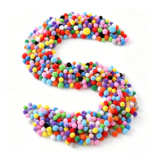 1000 Pièces Pom Poms Artisanaux, Pompons Pelucheux Assortis, 10/15/20/30mm Pompons Multicolores, Pompons Créatifs DIY avec 21 Couleurs Fil à Coudre, Mini Pom Poms Doux pour Décorations de Artisanat