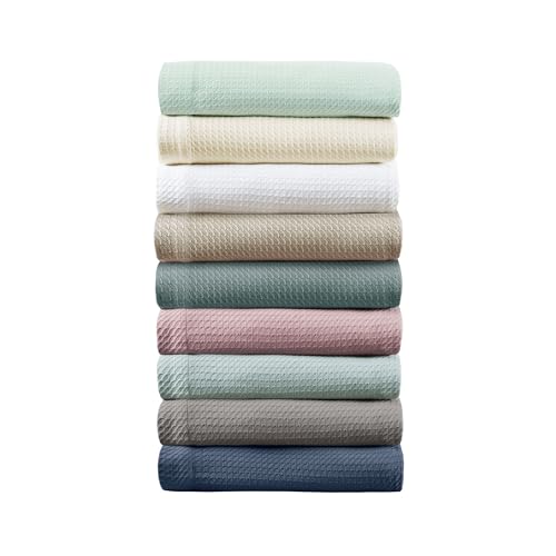 Image of Madison Park 100% Egyptian Cotton King Size Bed Blanket for Summer Seafoam | Cozy Soft Breathable Durable, Waffle Weave Woven Casual, Lightweight Knit All Season Throw for Bed Couch or Sofa, OEKO TEX