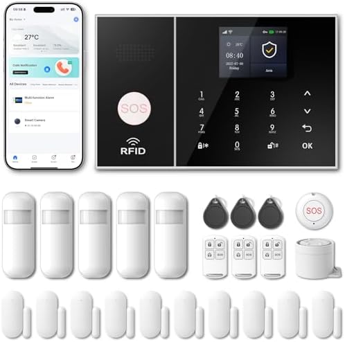 PGST WiFi Home Alarm Security System,Wireless DIY Smart Home Burg...