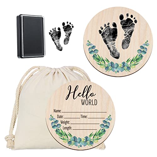 Baby Announcement Sign Newborn Footprint Sign Newborn Announcement Disc Birth Stats Sign For Hospital Newborn Photo Prop (Style 1) #TOP25