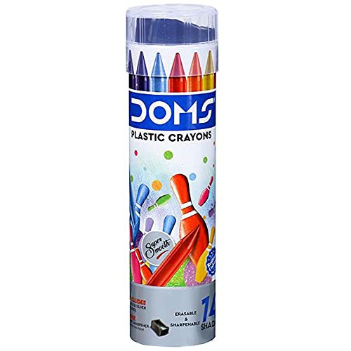 Doms NonToxic Super Smooth Plastic Crayons in Round Tin Box (14 Shades