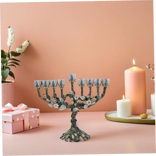 Ménorah 9 branches vintage pour décoration de table religieuse de Hanoukka