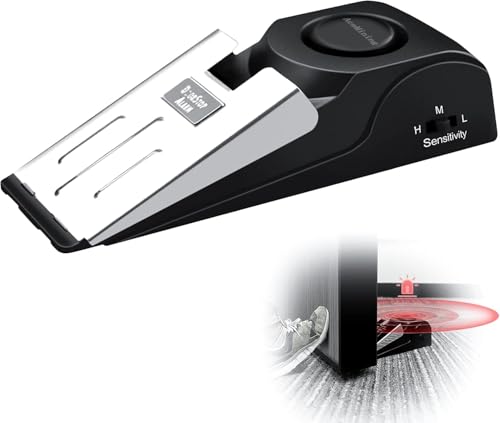 AceMining-Door-Stopper-Alarm-with-120dB-Siren-Floor-Mount-Type-Rubber-Security-Door-Wedge-for-Home-Hotel-Travel-Black AceMining Door Stopper Alarm with 120dB Siren, Floor Mount Type, Rubber Security Door Wedge for Home, Hotel, Travel, Black - Image 1