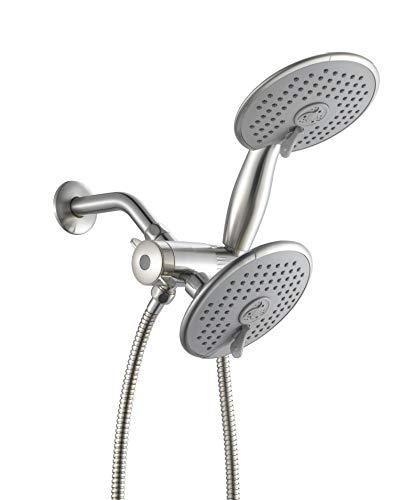 Ana Bath Anti-Clog Wide/Big High Pressure 6-Inch 3-Function Showerhead With Handheld Combo - Extra Long 8 Foot Stainless Steel Shower Hose/Brass Connector/Spot Resist Brushed Nickel Finish Ss323224Cbn #TOP6