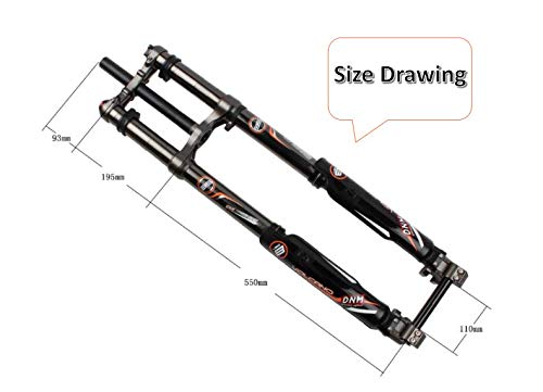 NBPOWER Electric Bicycle Front Fork DNM USD-8S Electric Mountain Bike Air Suspension Front Forks (Black)
