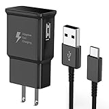 Adaptive Fast Charger Kit with USB C Type C Charger Cable Compatible with Samsung Galaxy S21/S21 Ultra/S20/S20 Plus/S8/S8 Plus/S9/S9 Plus/S10/S10e/Note 8/Note 9/Note 10/Note 20 (Black)