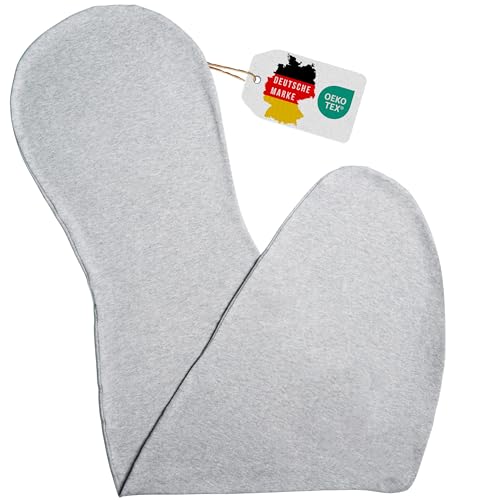 Opanoli Almohada para dormir de lado, funda gris de algodón 100%, almohada de embarazo, con forma corporal, certificado Öko-Tex, lavable, cojín de lactancia, adecuado para dormir de lado