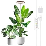 yadoker Plant Grow Light, LED Growing Light Full Spectrum for Indoor Plants,Aluminum Walnut Wood Grain Plant Lights,Height Adjustable, Automatic Timer, 5V Low Safe Voltage,Idea for Large