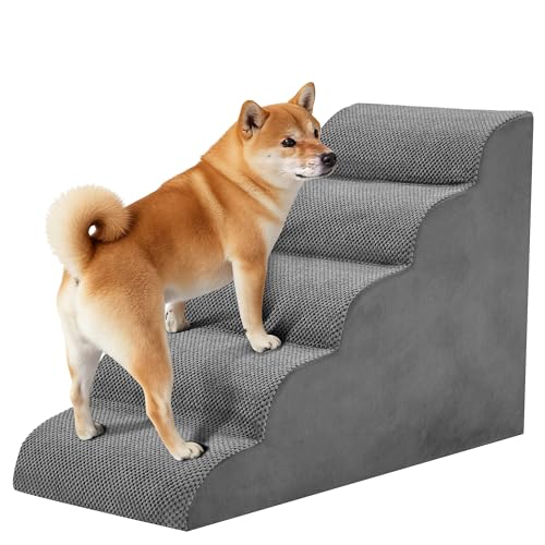Image of NEWBULIG 5-Step Dog Stairs, 22.8 inch H Dog Steps for Sofa and Chair, Non-Slip Sturdy Pet Steps for Small Dogs and Cats, Pet Ramp for High Bed Indoor