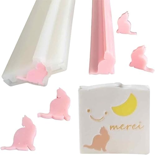 Molde de jabón de silicona de tubo largo en forma de gato, columna de gatito, molde de caramelo de chocolate, molde de vela hecho a mano,