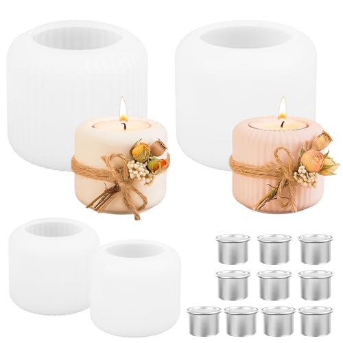 4 Stück Silikonform Kerzenhalter mit 10 Stück Metall Kerzenständer, Gießform Kerzenhalter, Kerzen Gießform Weihnachtskerzenform Weihnacht Kerzenform Silikon DIY Silikonform für Kerzenherstellung
