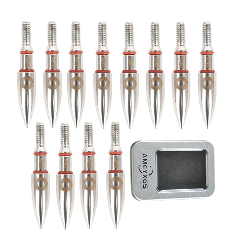 12pcs Archery Field Points 100 Grain Bullet Points Screw-in Arrow Tips for Recurve&Compound Bow Target Practice (7.08mm)