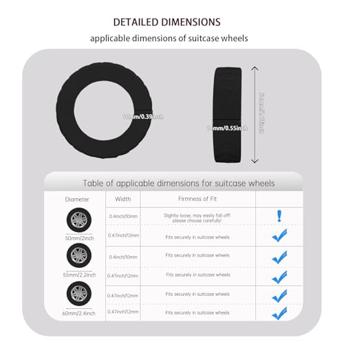 8 Pcs Upgrade Luggage Wheel Covers,Silicone Luggage Wheel Covers, 2-2.4 inch Carry-On Suitcases or Office Chair Caster, Scratch-Resistant and Noise-reducing design, Essential Travel Accessories(Black)2