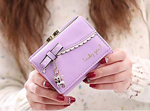 Image of MOCA Cute Womens Wallet Small Clutch Wallet Hand Purse for Womens Women's Girls Ladies Mini Wallet Clutch Purse 3 Folds Buckle Money Package Card Holder Wallet for Women (Purple)