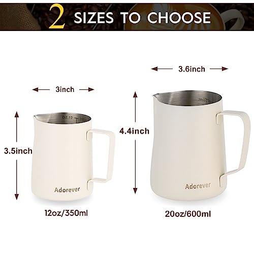 Image of Milk Frothing Pitcher, 350ml /12oz Steaming Pitchers Stainless Steel Milk Coffee Cappuccino Latte Art Barista Steam Pitchers Milk Jug Cup with Decorating Art Pen, Matte White