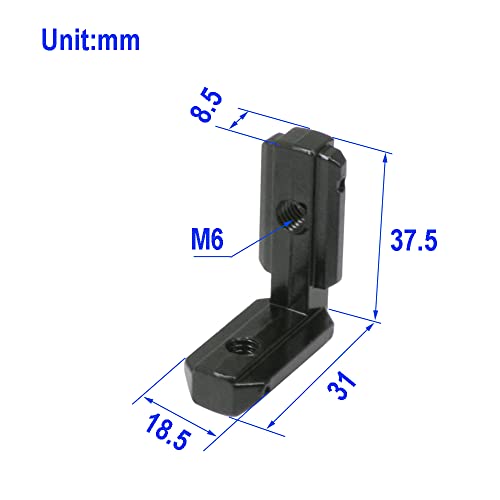 Befenybay 10PCS Black T Slot L-Shape 90 Degree Interior Inside Corner Connector Joint Bracket with Screws for 8mm T Slot Aluminum Extrusion Profile 4040 Series Slot - Image 2