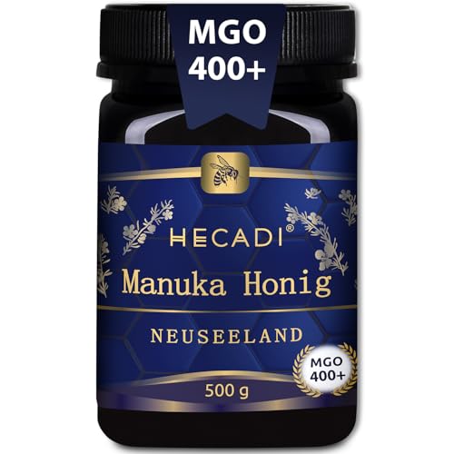 Hecadi® Manuka Honig 400+ MGO 500g XXL Monofloral Honig aus Neuseeland 100% Pur mit zertifiziertem und Garantiertem Inhalt von MGO
