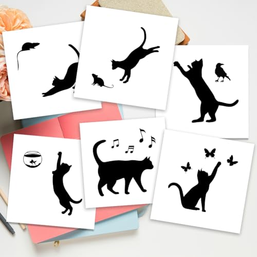 AHANDMAKER 6 Stück Kreative Lichtschalteraufkleber Mit Katzensilhouette. Niedliche Katzensilhouetten Wandaufkleber Für Lichtschalter, Outlets und Leiste