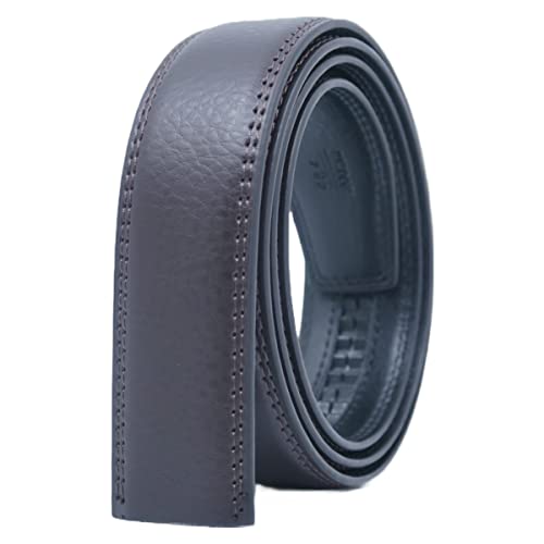 COTIDI Cinturón de cuero para hombre con trinquete sin agujeros, 35 mm de ancho, sin hebilla, 125